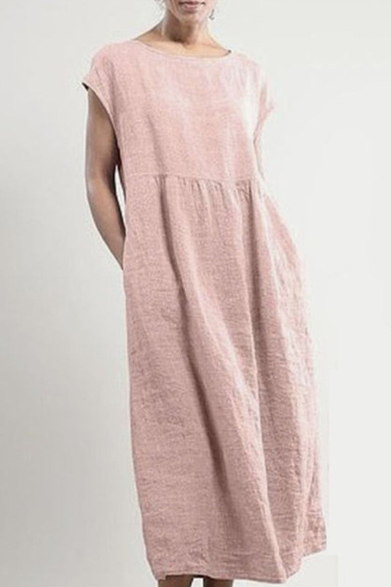 Women's Maxi Dress - Loose Fit - Short Cap Sleeve - Lightweight & Breathable