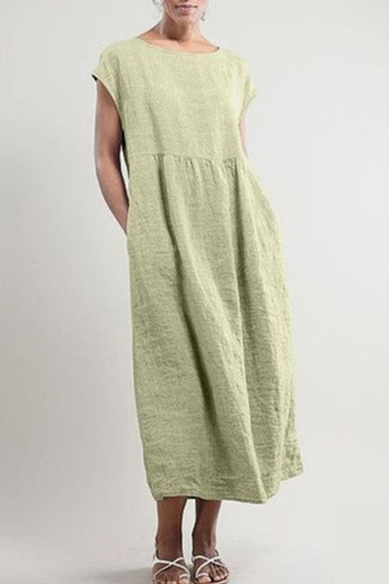 Women's Maxi Dress - Loose Fit - Short Cap Sleeve - Lightweight & Breathable