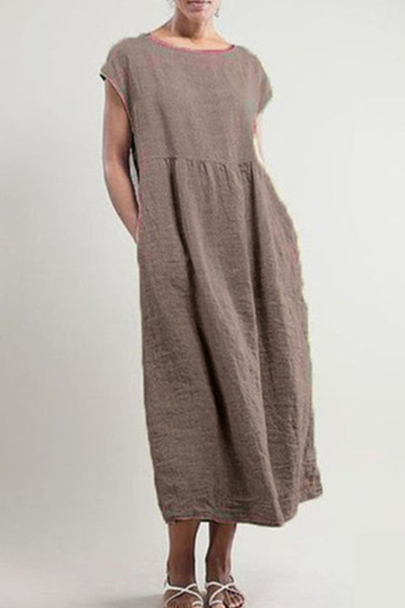 Women's Maxi Dress - Loose Fit - Short Cap Sleeve - Lightweight & Breathable