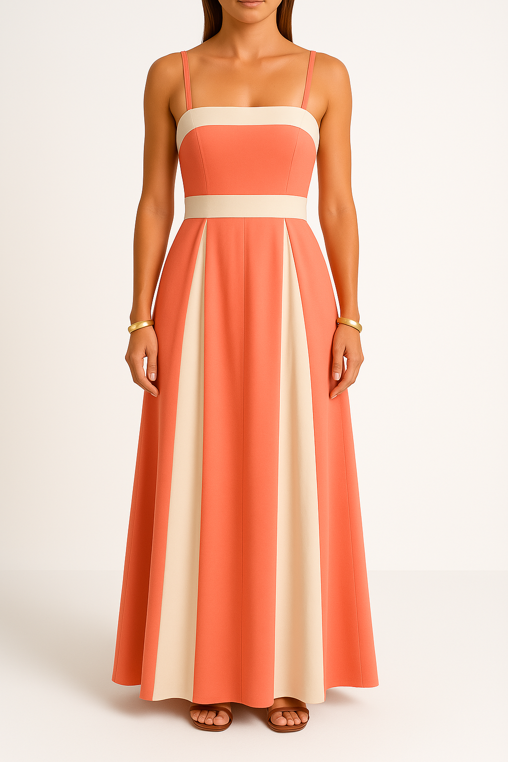 Women’s Maxi Dress – Satin Feel – Strappy – High Waist – Elegant Formal Fit