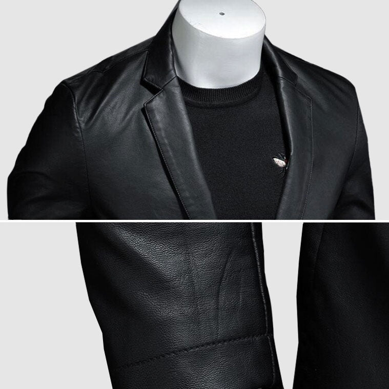 Stylish Slim Fit Leather Blazer for Men – Casual & Formal Jacket
