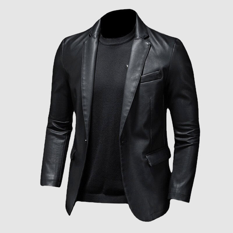 Stylish Slim Fit Leather Blazer for Men – Casual & Formal Jacket