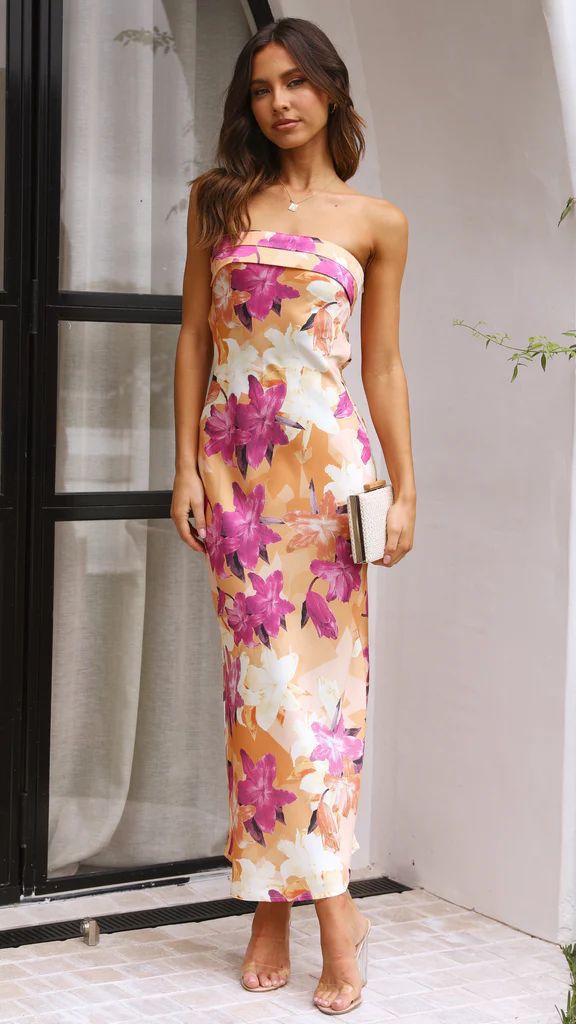 Women’s Maxi Dress – Strapless Satin – Slim Fit – Formal Evening Wear