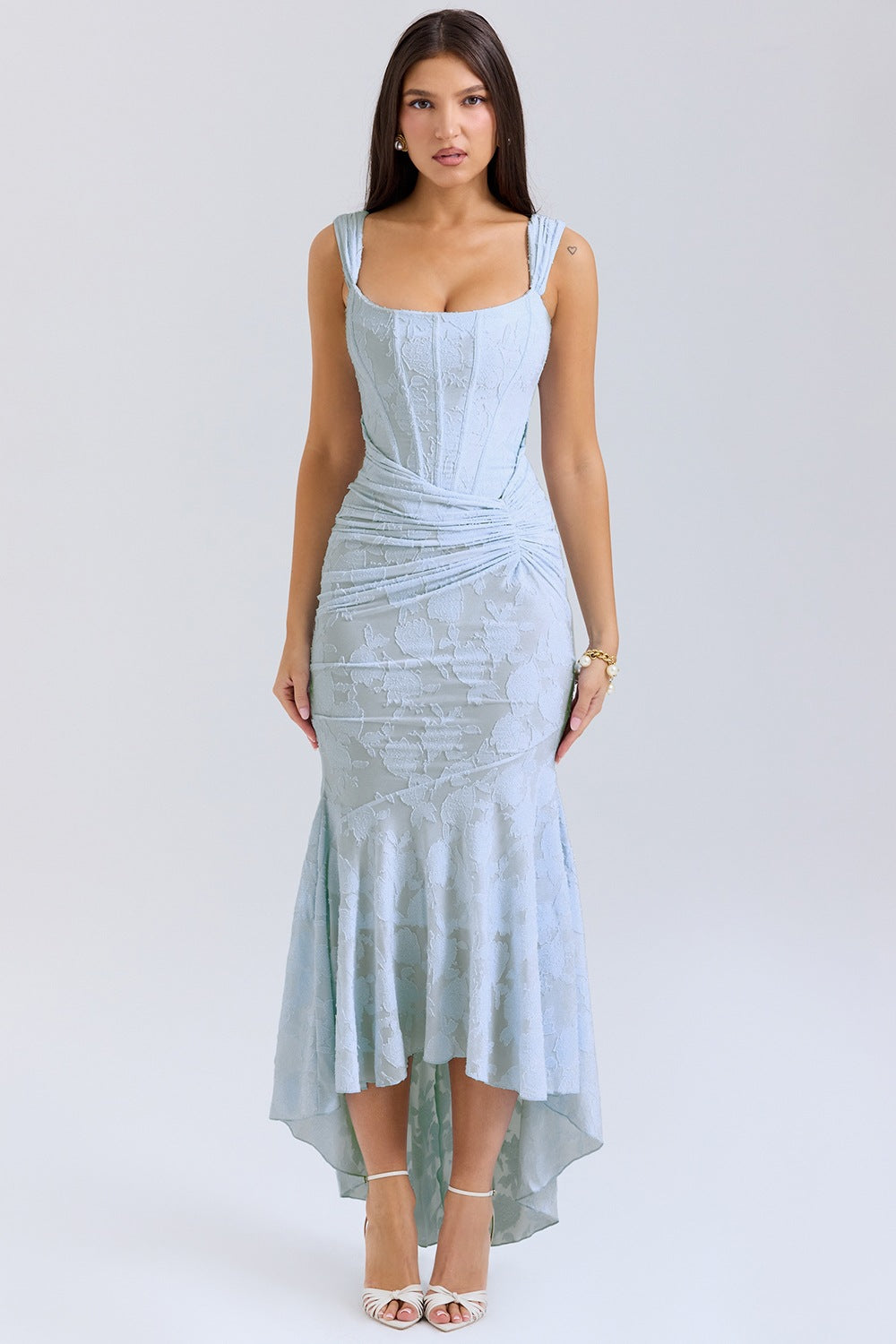 Women’s Evening Dress – One-Shoulder – Mermaid Fit – Satin Feel – Ruched Waist