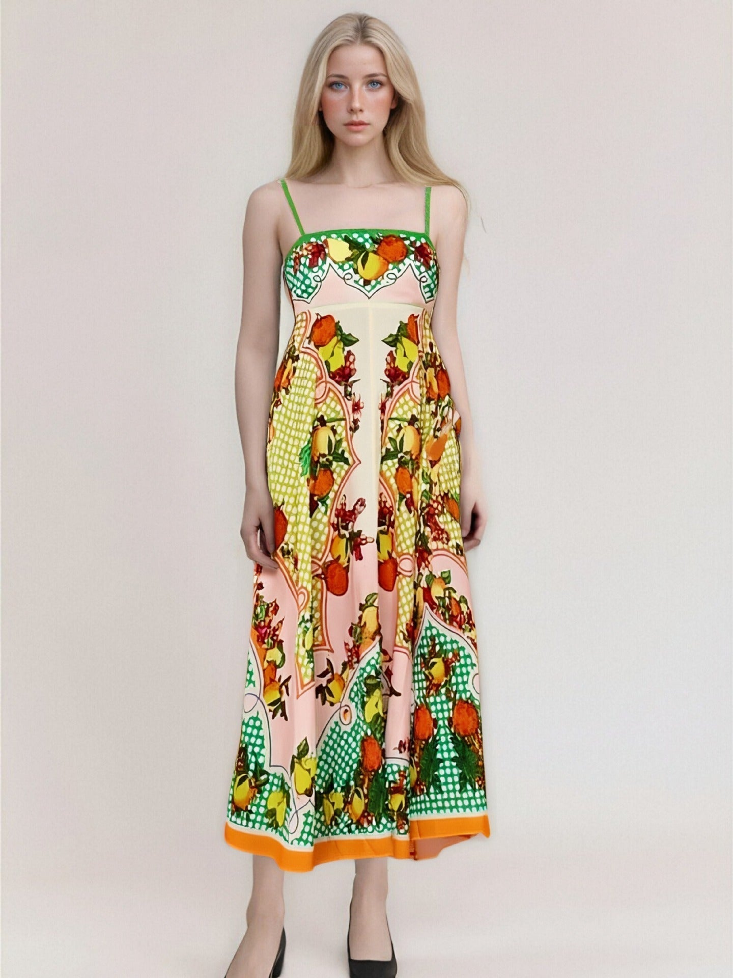 Women’s Maxi Dress – Strapless – Abstract Print – High Waist – Flowy Fit – Cotton Blend