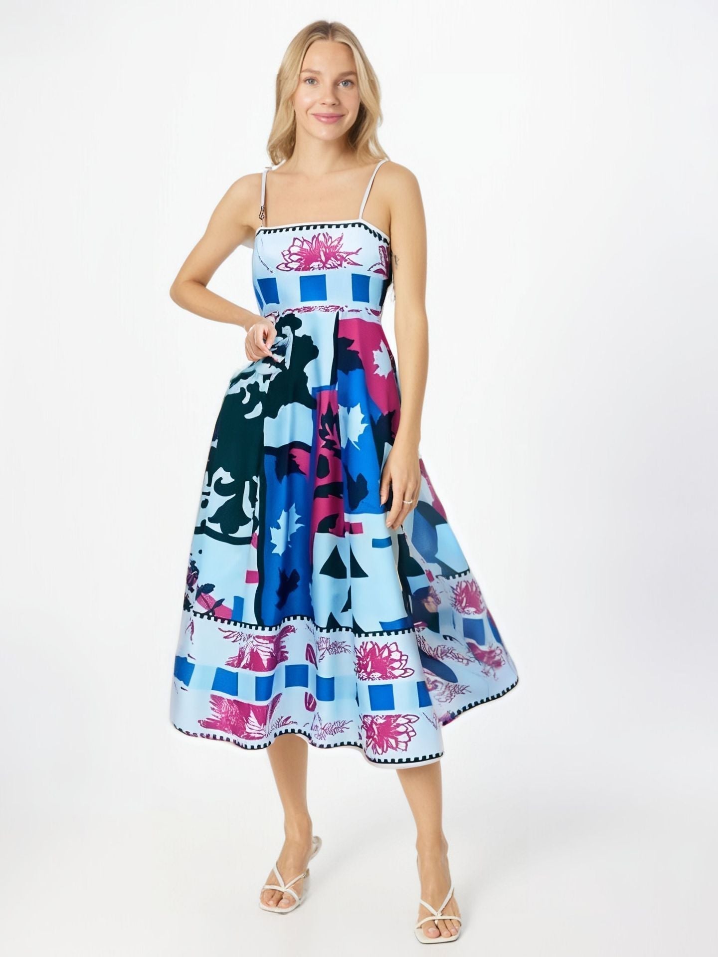 Women’s Maxi Dress – Strapless – Abstract Print – High Waist – Flowy Fit – Cotton Blend