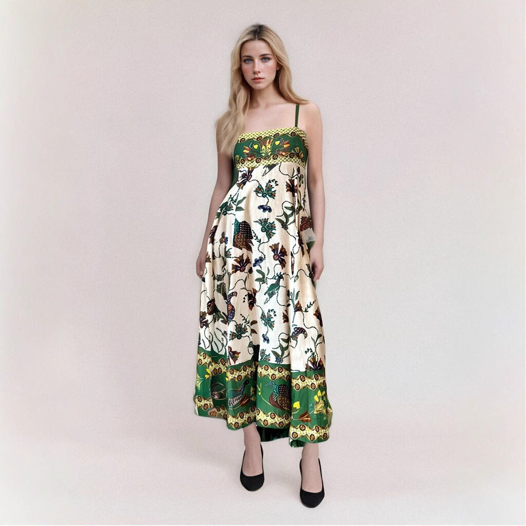 Women’s Maxi Dress – Strapless – Abstract Print – High Waist – Flowy Fit – Cotton Blend