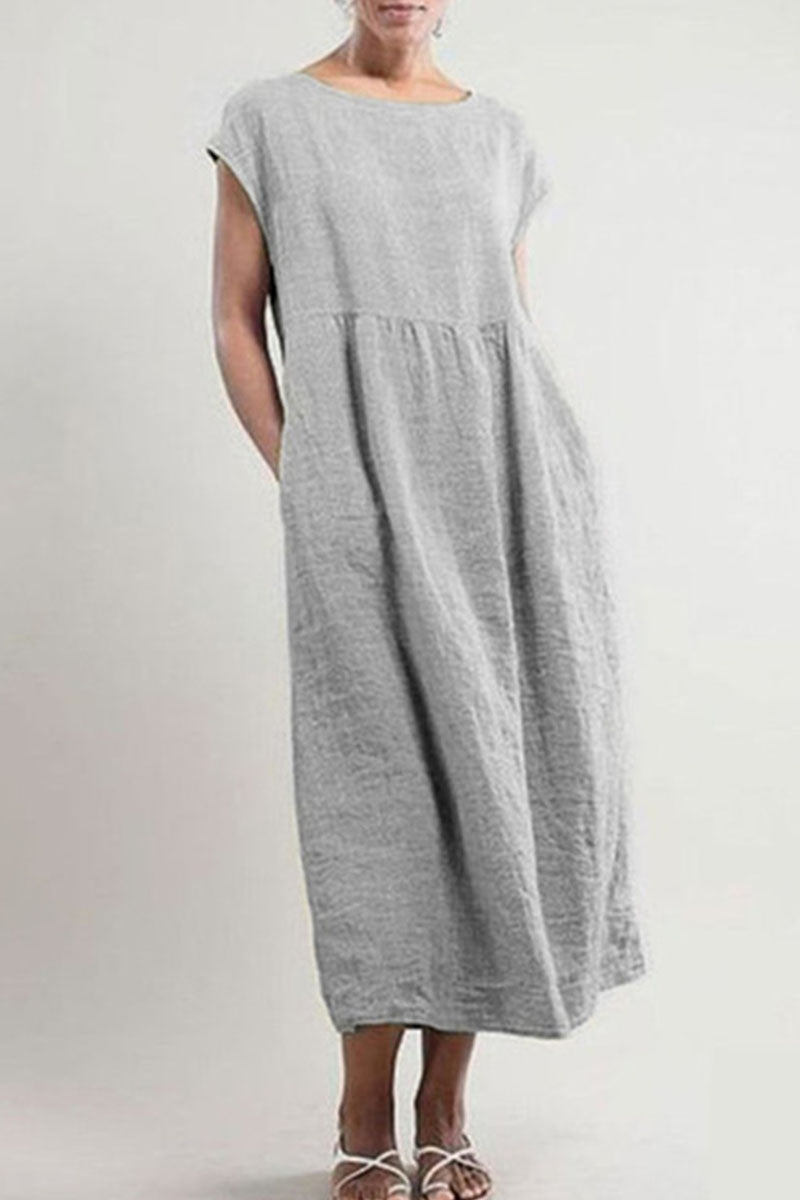 Women's Maxi Dress - Loose Fit - Short Cap Sleeve - Lightweight & Breathable