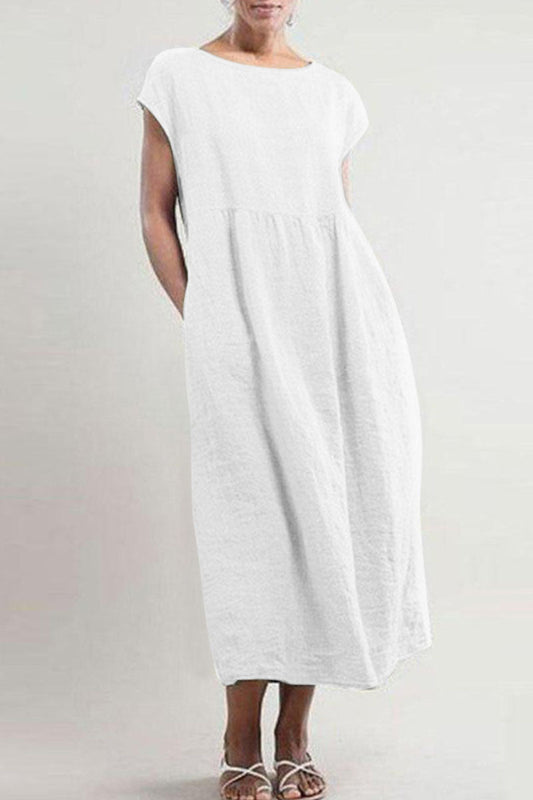 Women's Maxi Dress - Loose Fit - Short Cap Sleeve - Lightweight & Breathable