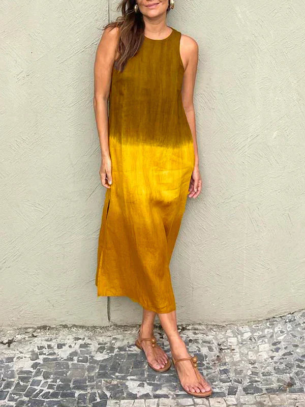 Women's Maxi Dress - Sleeveless Loose Fit - Ombre Design - Lightweight Casual Wear