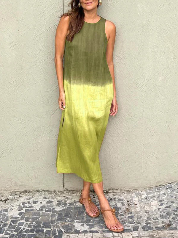 Women's Maxi Dress - Sleeveless Loose Fit - Ombre Design - Lightweight Casual Wear