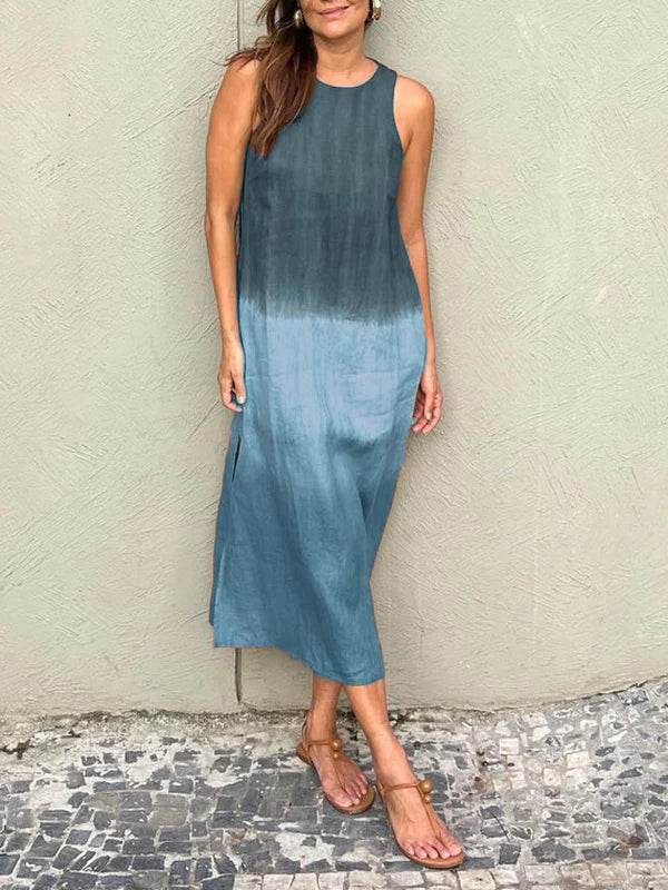 Women's Maxi Dress - Sleeveless Loose Fit - Ombre Design - Lightweight Casual Wear
