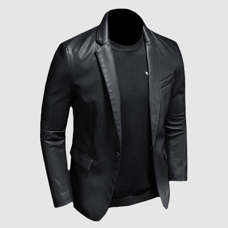 Stylish Slim Fit Leather Blazer for Men – Casual & Formal Jacket