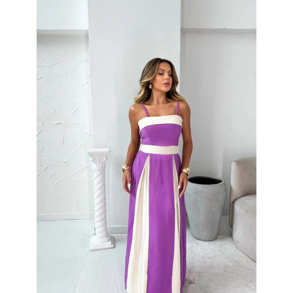 Women’s Maxi Dress – Satin Feel – Strappy – High Waist – Elegant Formal Fit