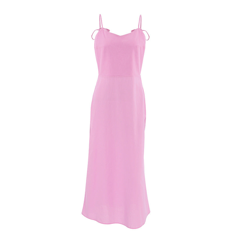 Women’s Sundress – Cotton Linen Blend – A-Line Flowy Fit – Adjustable Straps – Full Length