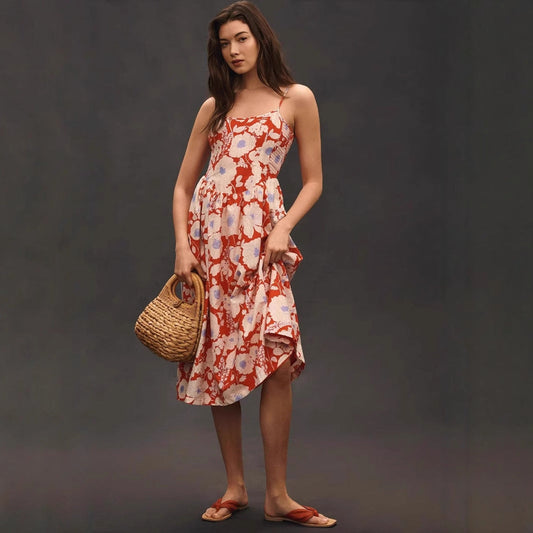 Women’s Maxi Dress – Floral Print – Halter Neck – A-Line Fit – Cotton Blend Fabric
