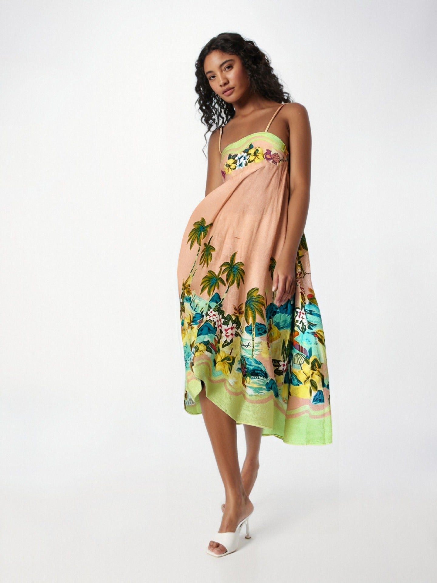 Women’s Maxi Dress – Strapless – Abstract Print – High Waist – Flowy Fit – Cotton Blend