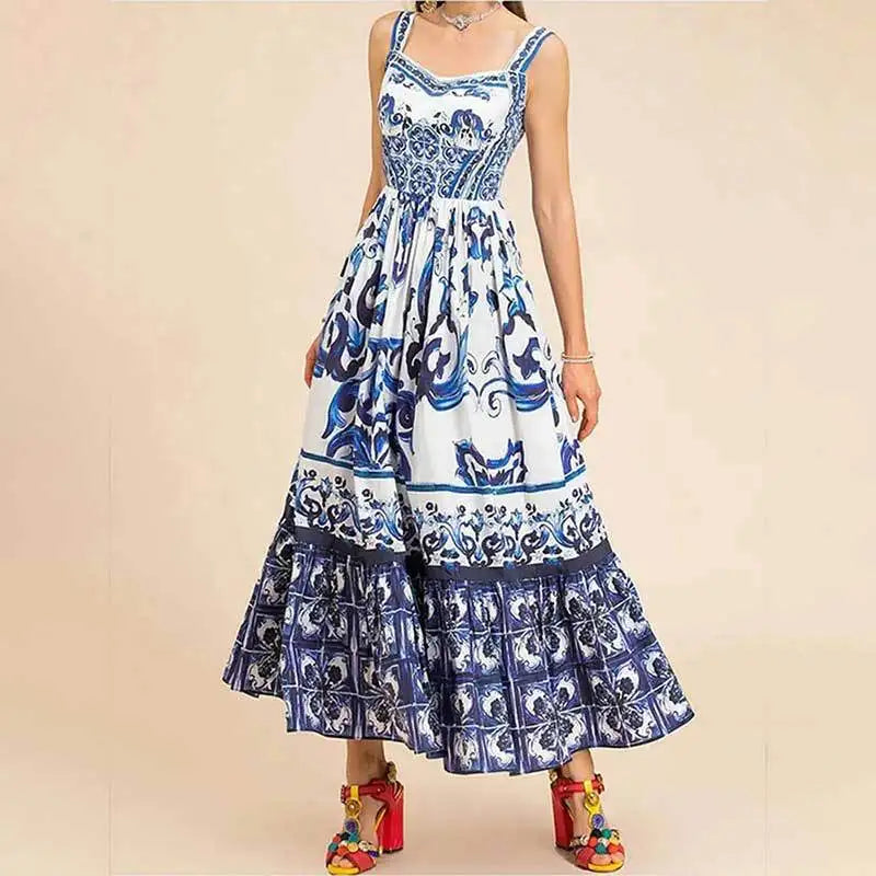 Women's Maxi Dress - Sleeveless Scoop Neck - A-Line Flowing Fit - Lightweight Casual Wear