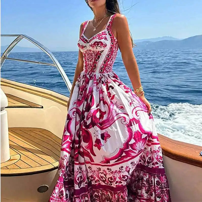 Women's Maxi Dress - Sleeveless Scoop Neck - A-Line Flowing Fit - Lightweight Casual Wear