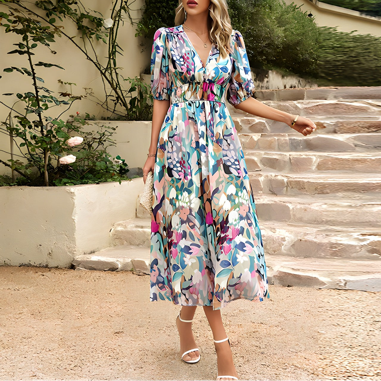 Chic Floral Print Maxi Dress for Women