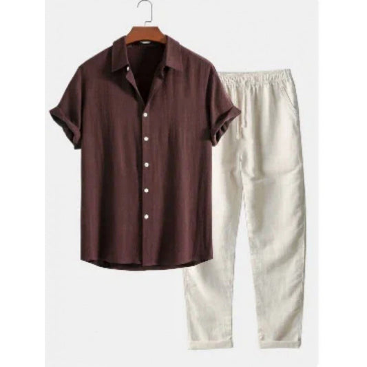 Breathable Men's Button-Up Set- Lightweight All-Season Premium Cotton